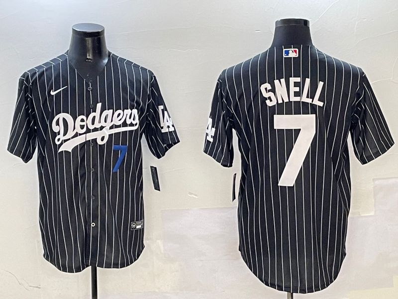 Men Los Angeles Dodgers #7 Snell Black Stripe Jointly Name 2025 Nike MLB Jersey style 9->los angeles dodgers->MLB Jersey